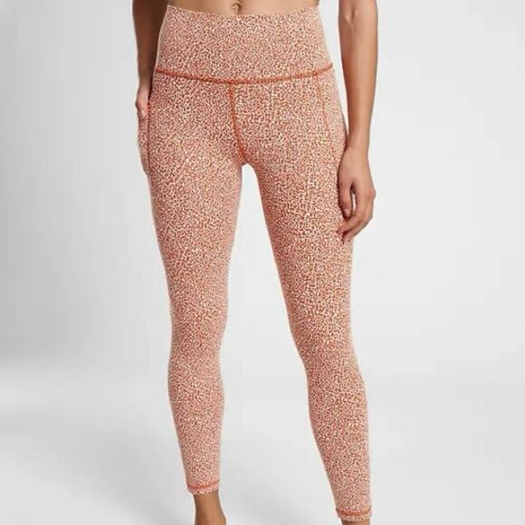 Athleta Salutation Stash Pocket Textured 7/8 Tight M Micro Cheetah Rust - Picture 1 of 7